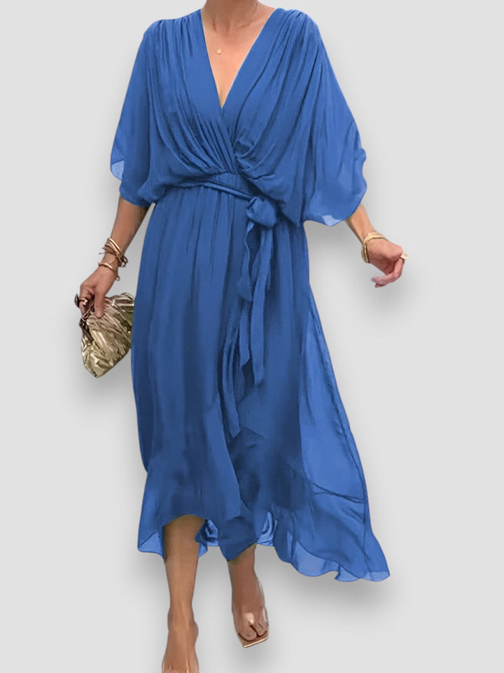 Myla | Draped V-Neck Midi Dress