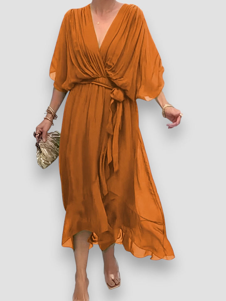 Myla | Draped V-Neck Midi Dress