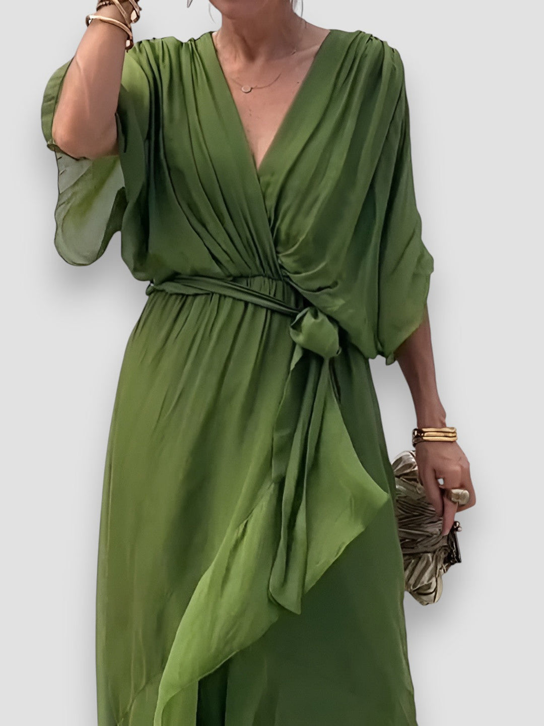 Myla | Draped V-Neck Midi Dress