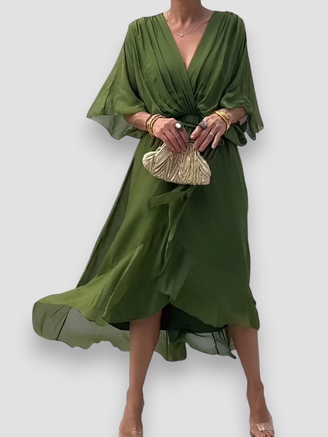 Myla | Draped V-Neck Midi Dress