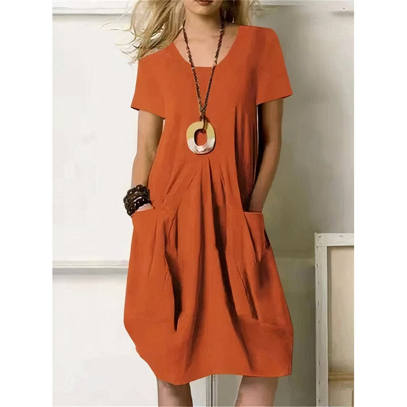 Kwani | A-Line Pocket Knee-Length Cotton Dress