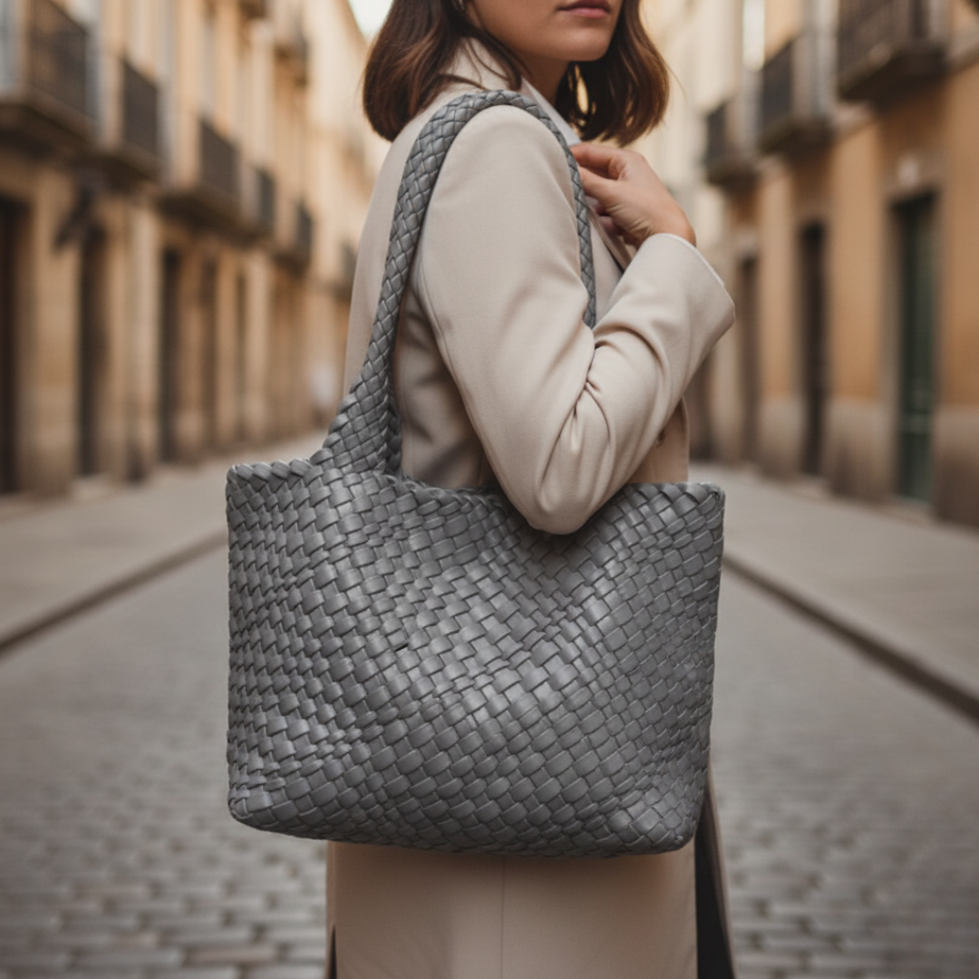 Avery | Women's Woven Leather Tote Bag
