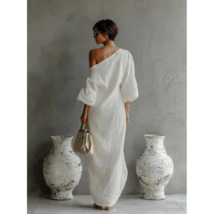 Nelle | One-Shoulder Long Sleeve Maxi Dress