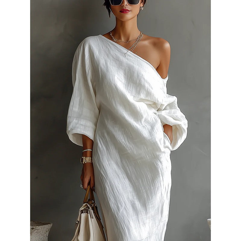 Nelle | One-Shoulder Long Sleeve Maxi Dress
