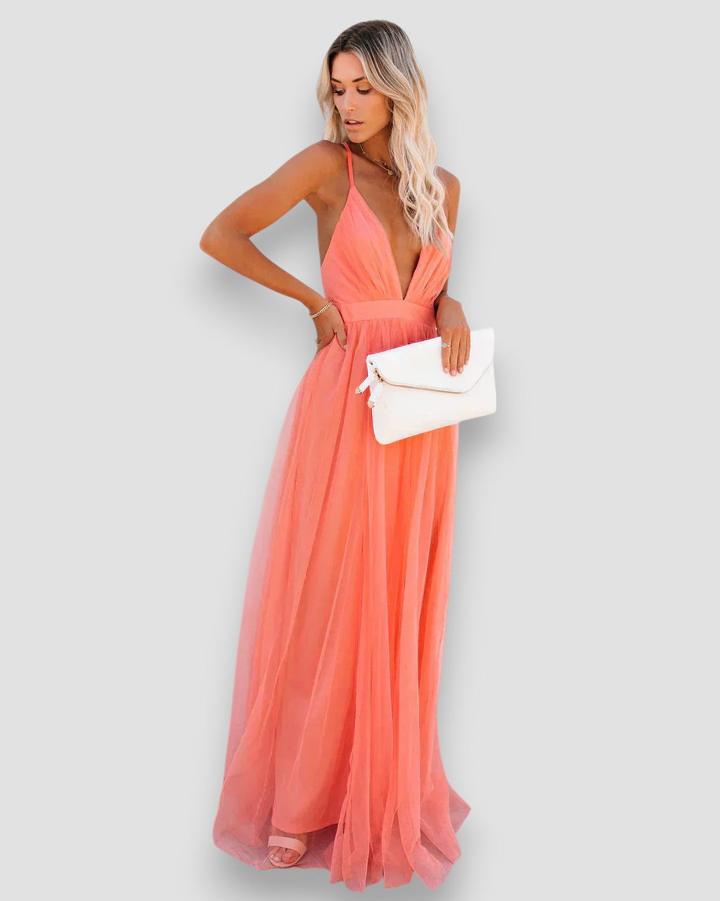 Tabitha | Plunging Mesh Maxi Dress