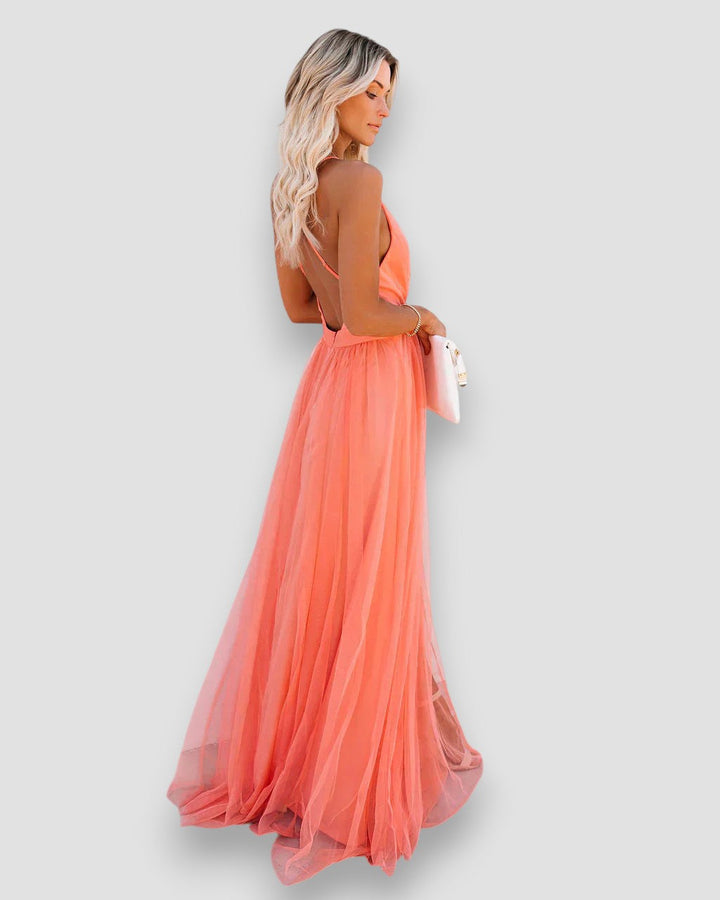 Tabitha | Plunging Mesh Maxi Dress