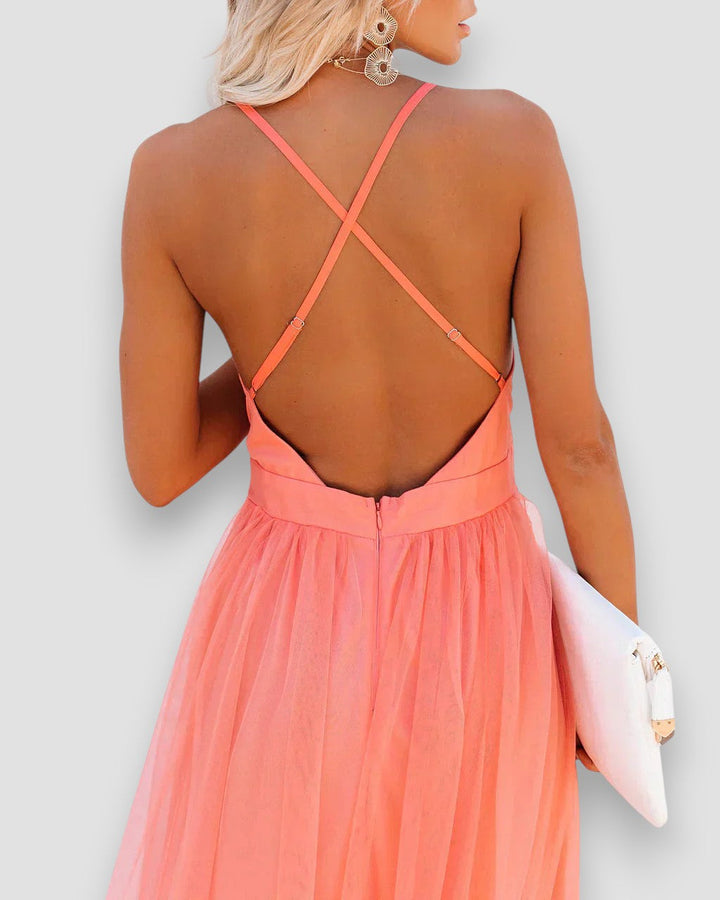 Tabitha | Plunging Mesh Maxi Dress