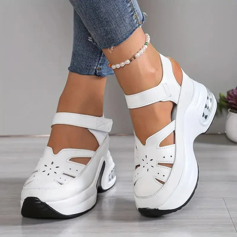 Riva | Laser-Cut Floral Platform Sandal