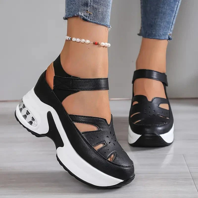 Riva | Laser-Cut Floral Platform Sandal