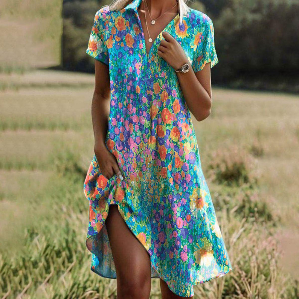 Jamie | V Neck Short Sleeve Midi
