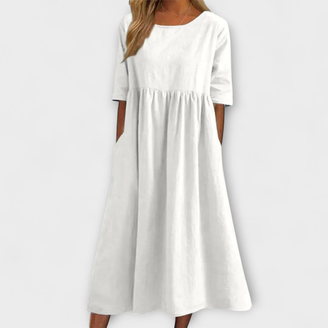 Claire | Women's Half Sleeve Empire Waist Midi Dress