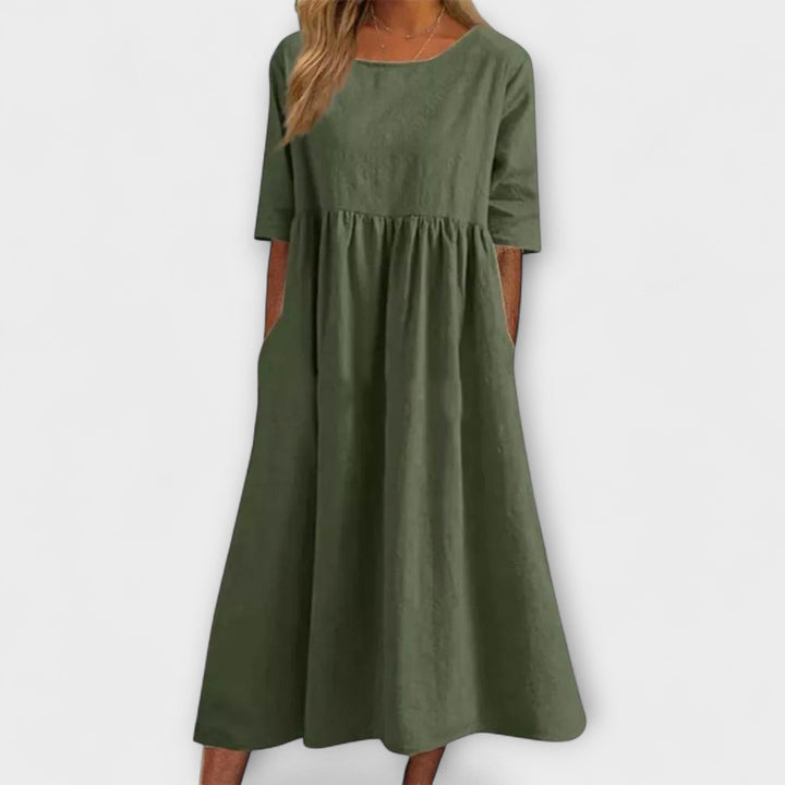 Claire | Women's Half Sleeve Empire Waist Midi Dress