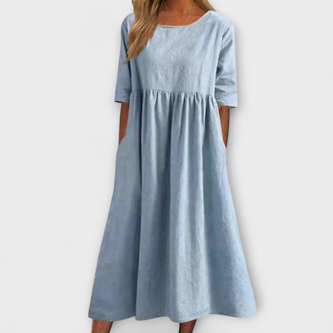 Claire | Women's Half Sleeve Empire Waist Midi Dress