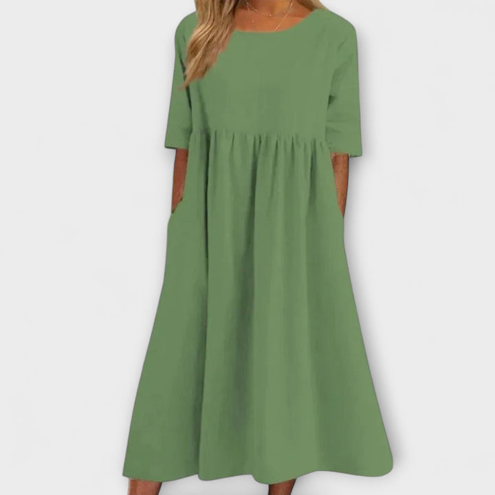Claire | Women's Half Sleeve Empire Waist Midi Dress