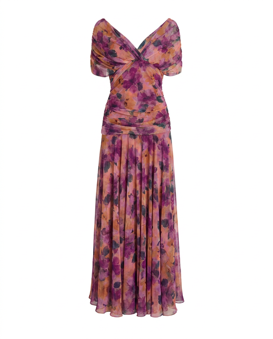 Laura | Draped V Neck Maxi