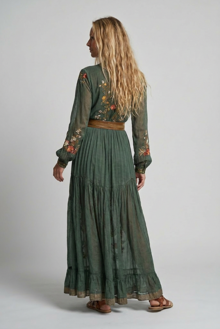 Dakota | Embroidered V Neck Maxi