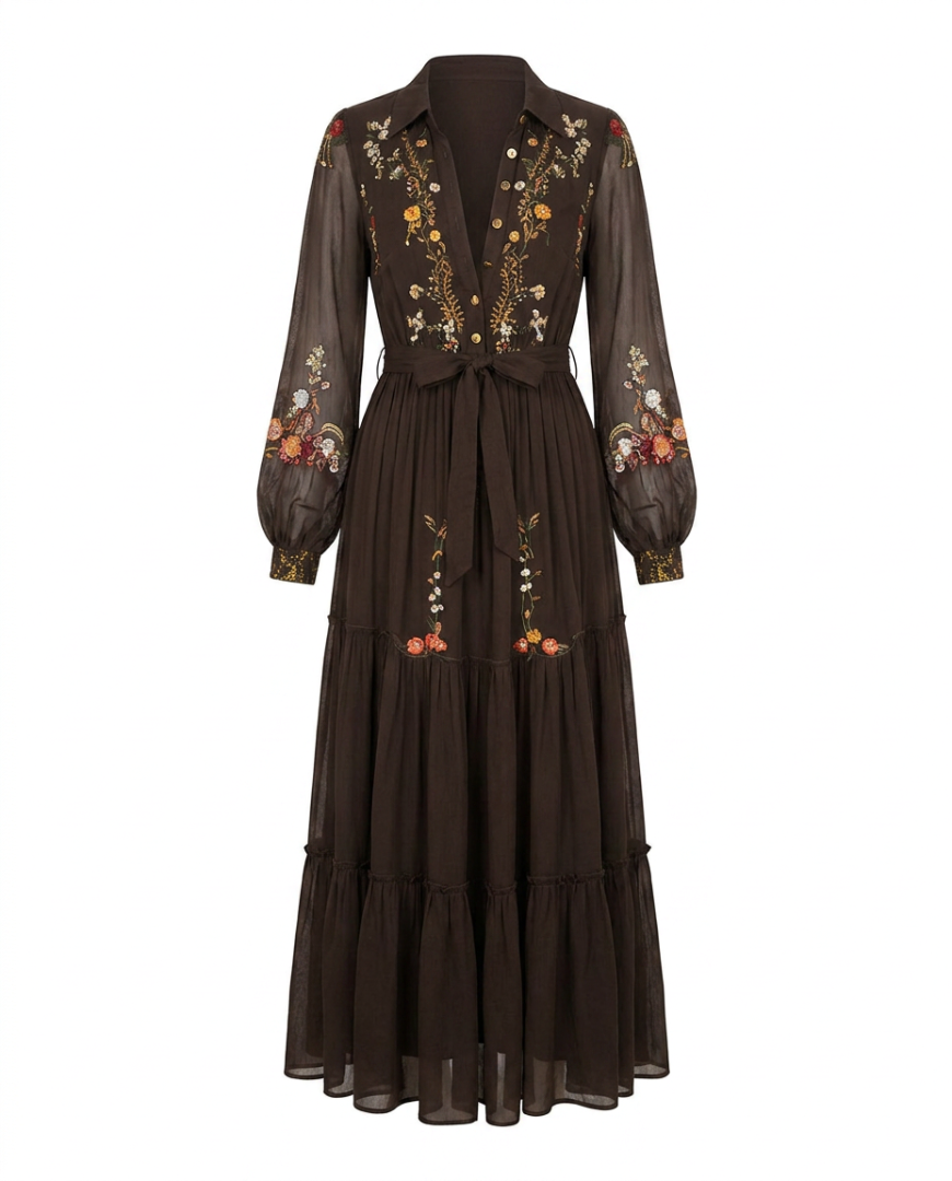 Dakota | Embroidered V Neck Maxi