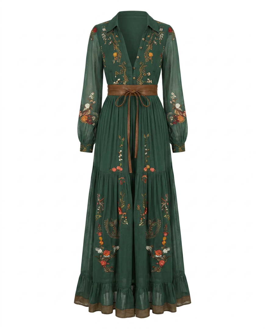 Dakota | Embroidered V Neck Maxi