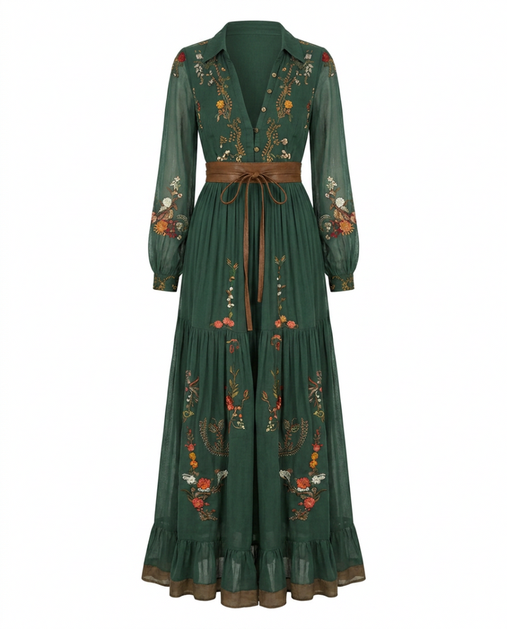 Dakota | Embroidered V Neck Maxi