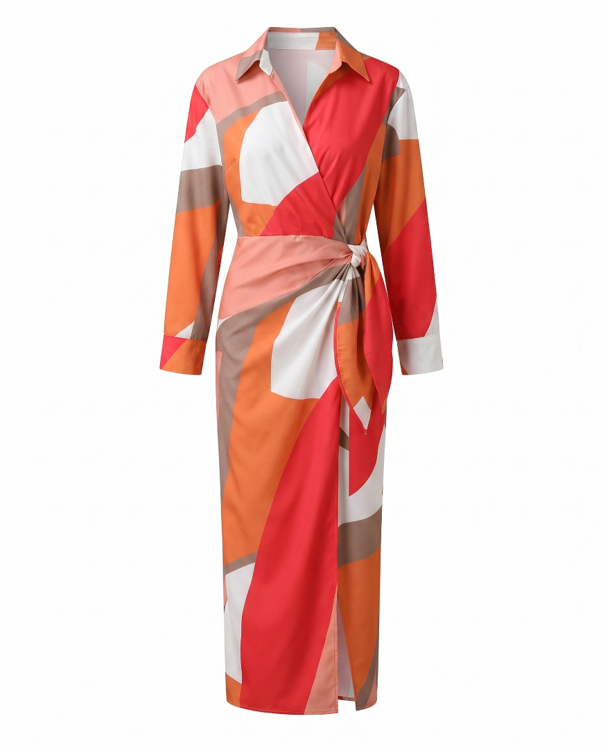 Esther | Leaf Print Maxi Wrap V-Neck