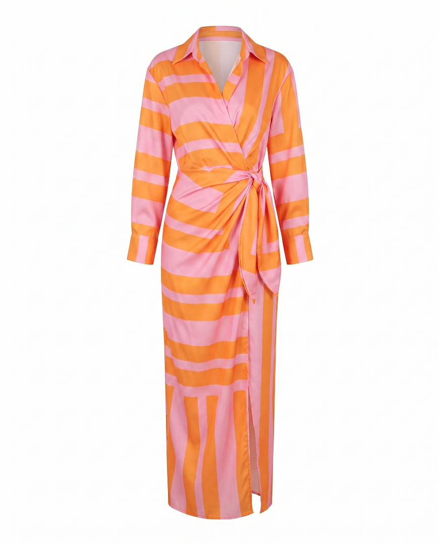 Esther | Leaf Print Maxi Wrap V-Neck