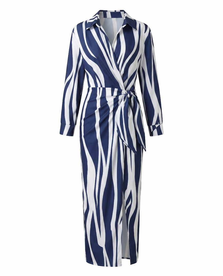 Esther | Leaf Print Maxi Wrap V-Neck