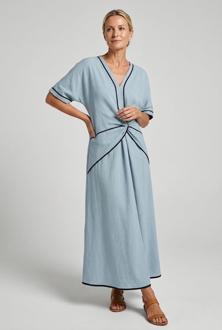 Cassandra | Twist Front Maxi V-Neck Trim