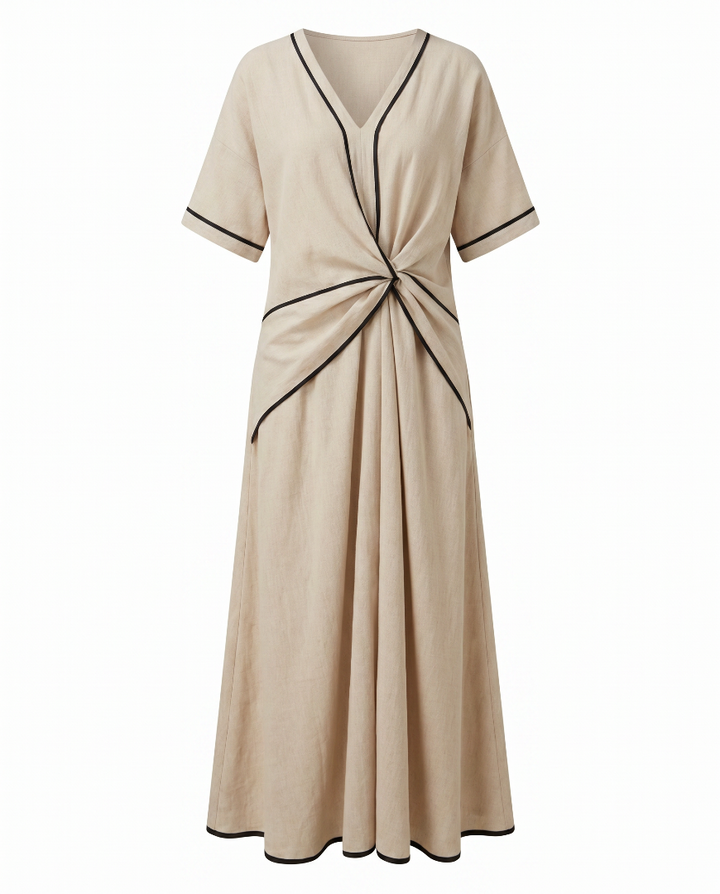 Cassandra | Twist Front Maxi V-Neck Trim