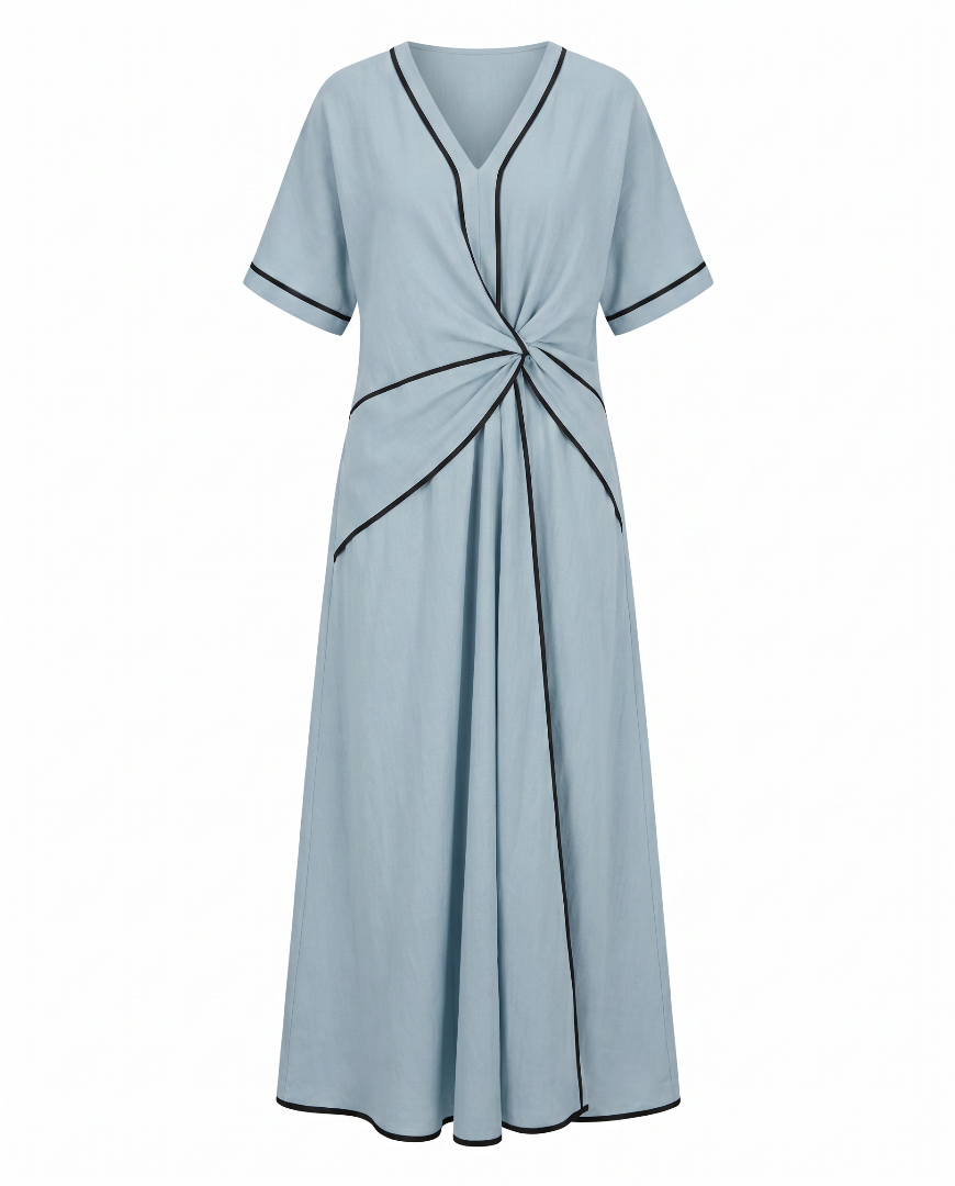 Cassandra | Twist Front Maxi V-Neck Trim