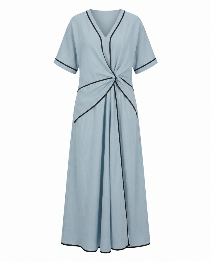 Cassandra | Twist Front Maxi V-Neck Trim