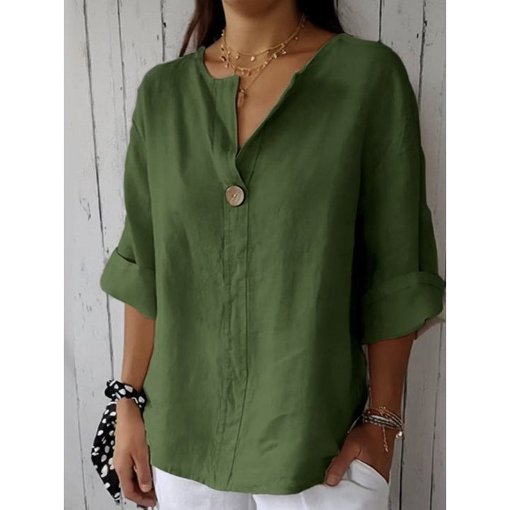 Zamma | Relaxed V-Neck Linen Blouse